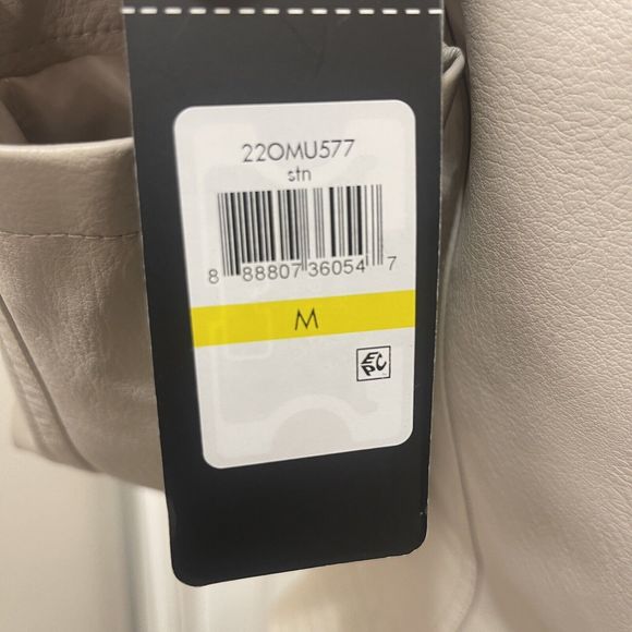 Guess Bone Faux Leather Faux Fur Trim Collar Biker Bomber Jacket Size M … - Picture 14 of 16